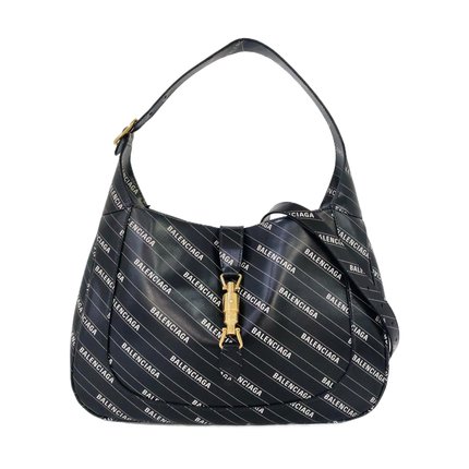 Gucci Jackie 1961 Medium Balenciaga Black Leather Bag with Strap-Luxbags