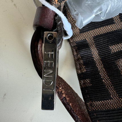 Fendi Baguette Zucca Monogram with Straw Floral Embroidery