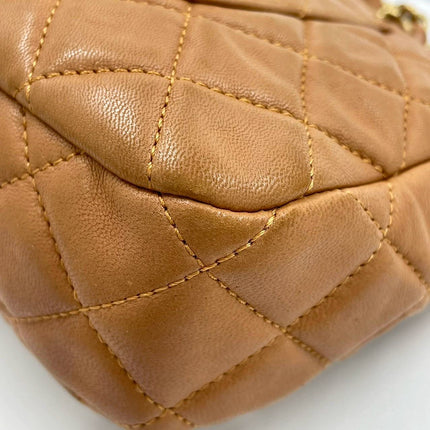 Chanel Seasonal Flap Medium Caramel Tan Brown Leather Valentine Marine Charms