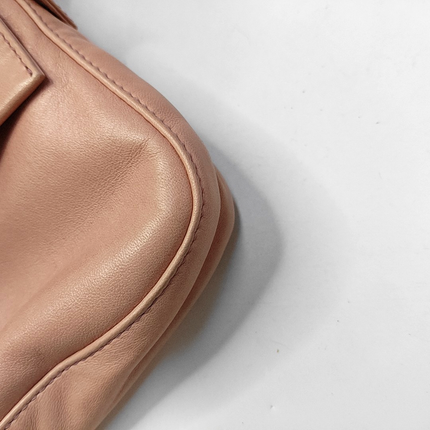 FENDI Baguette Vintage Pink Lambskin Leather Shoulder Bag Silver Hardware