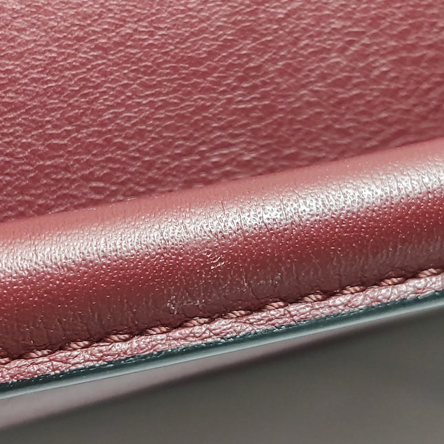 Loewe Puzzle Mini Burgundy Calfskin Leather Crossbody Bag
