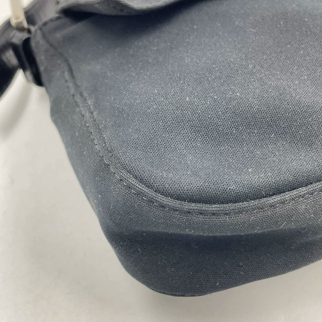 FENDI Baguette Vintage Black Cloth Silver Hardware