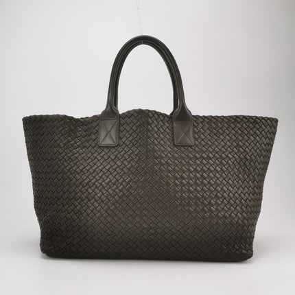 Bottega Veneta Cabat Tote Intreccio Leather Dark Chocolate Brown 45cm
