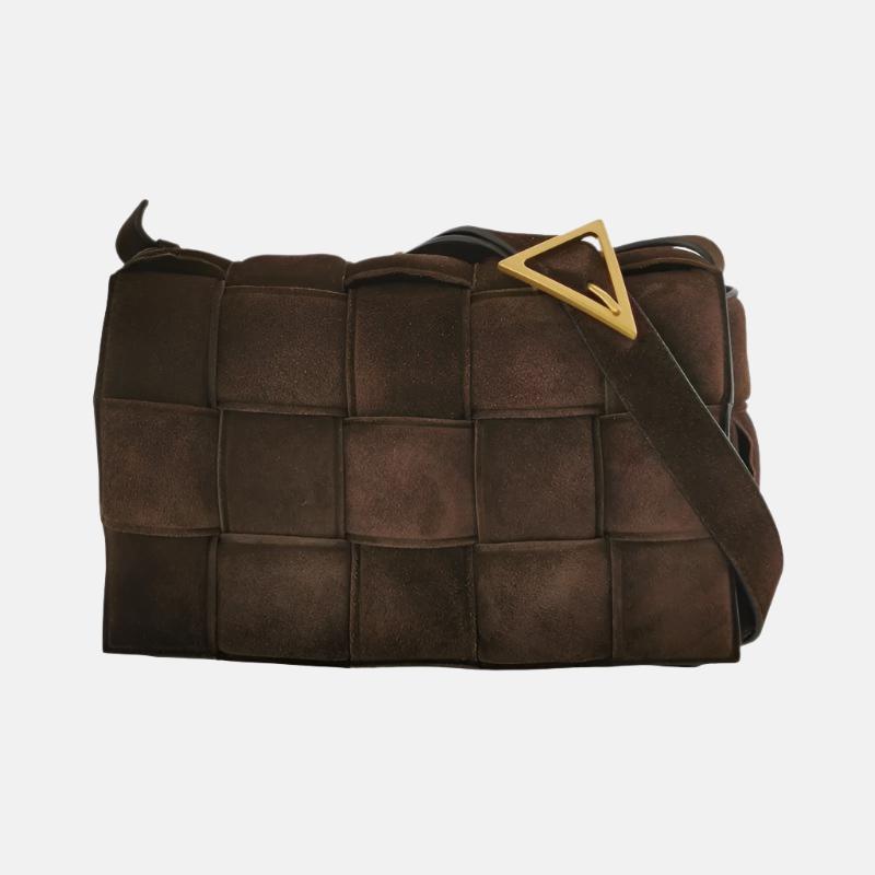 Bottega Veneta Padded Cassette Suede Leather Dark Brown Tan-Luxbags