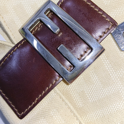 Fendi Baguette Vintage Beige Canvas Zucca Print Shoulder Bag
