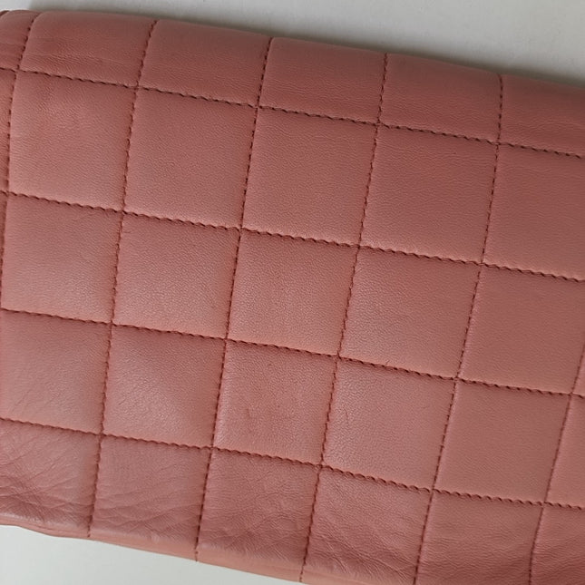 Chanel East West Chocolate Bar Light Pink Leather Gold Hardware Vintage