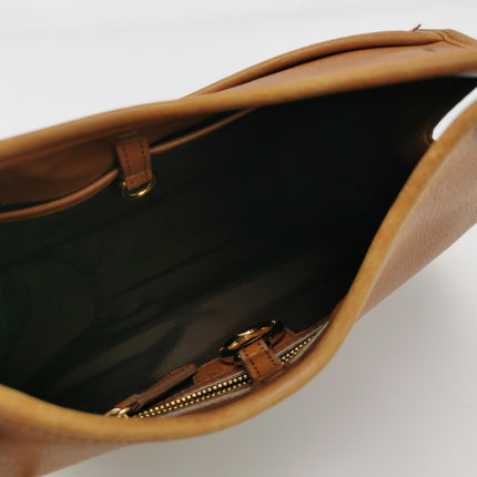 Dior 61 Brown Hobo Tote with Gold Metal Ring Handle