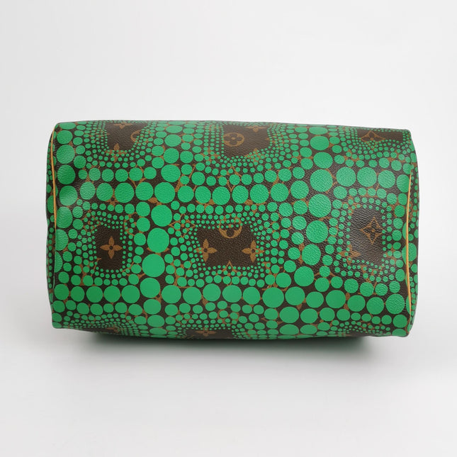 Louis Vuitton Kusama Town Speedy 30 Green Top Handle Bag
