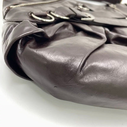 Sac à main Dior Corset en cuir noir et dentelle, avec ferrures argentées