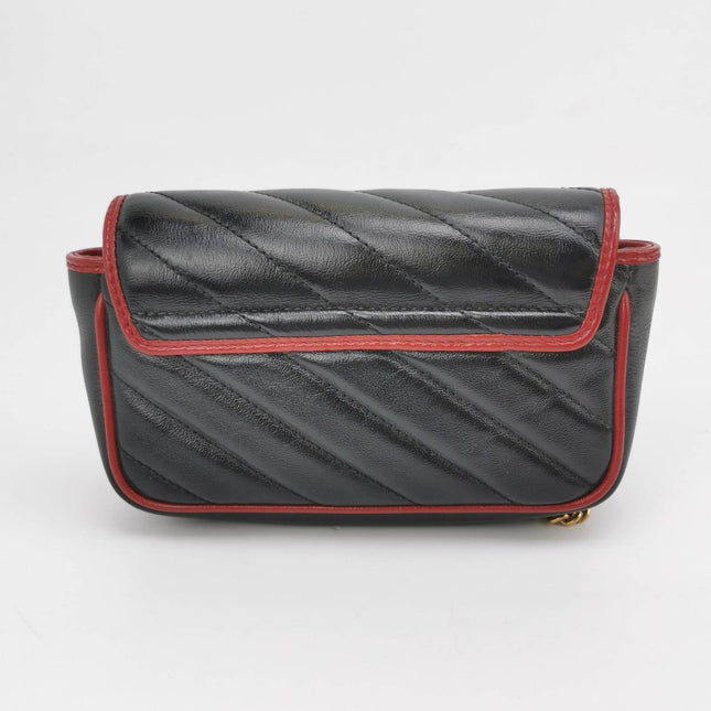 Sold Gucci Marmont Super Mini Flap Leather Bag Black Leather