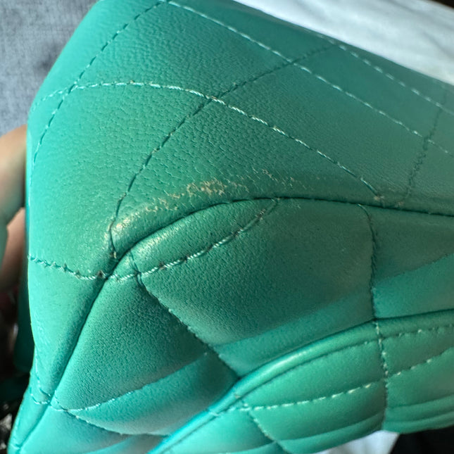 Chanel Classic Flap Mini 2018 Turquoise Blue Green Lambskin Leather Gold Hardware