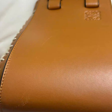 Loewe Hammock Mini Brown Leather Raffia Top Handle Crossbody Bag