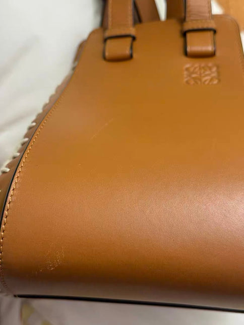 Loewe Hammock Mini Brown Leather Raffia Top Handle Crossbody Bag