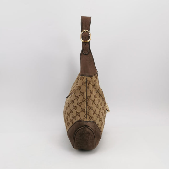 Gucci Jackie 1961 Soft Medium Brown Suede Leather and Monogram Web