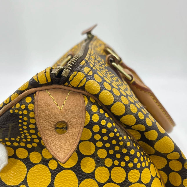 Louis Vuitton Kusama Town Speedy 30 Yellow Top Handle Bag