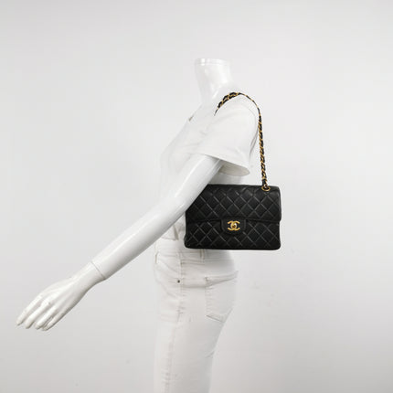 Chanel Double Sided Small Classic Flap Black Lambskin Leather 24k Gold Hardware, 1996-1997