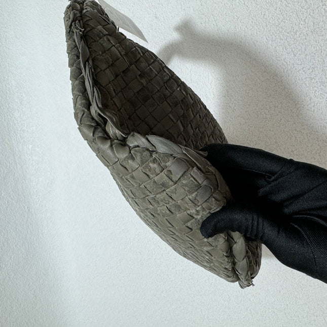 Bottega Veneta Veneta Hobo Medium Leather and Velvet Grey Green 41cm