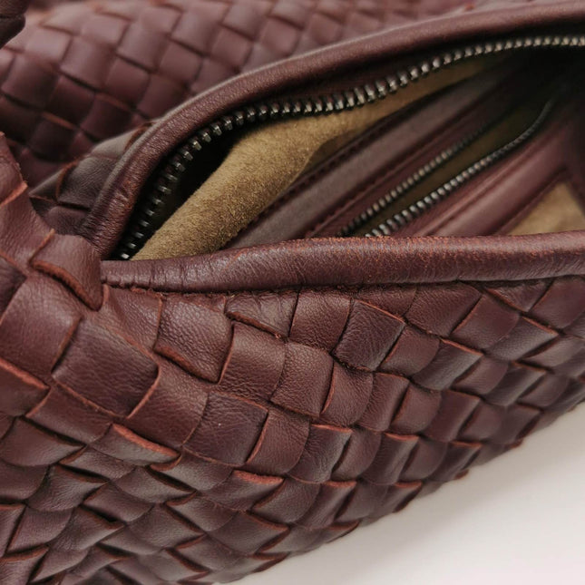 Sold Bottega Veneta Belly Hobo Intrecciato Eggplant Purple Leather Large 50cm