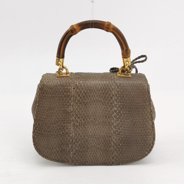 Gucci Bamboo 1947 Night Mini Python Snake Skin Evening Bag with Chain