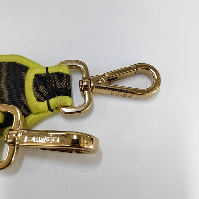 FENDI Baguette Zucca Monogram Canvas with Lime Neon trimming Crossbody Bag