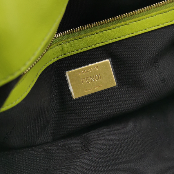 Fendi Baguette Lambskin Leather Crossbody Bag Medium Lime Green