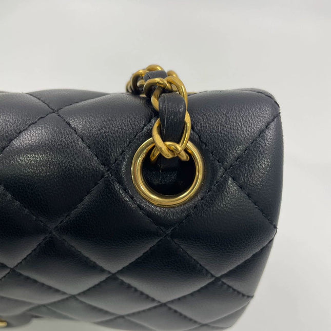 Chanel Classic Flap Vintage Medium Black Lambskin Leather with 24k Gold HW, 1991-1994