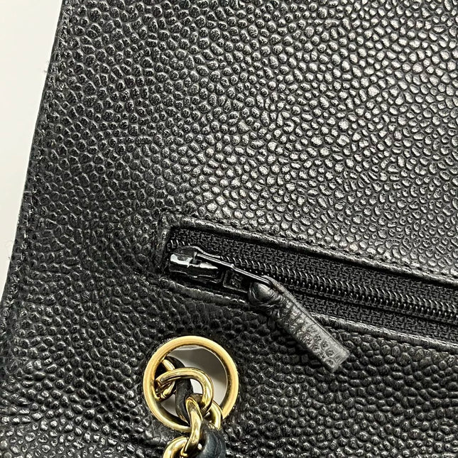 Chanel Classic Flap Medium Black Caviar Leather with 24k Gold Hardware, 2008-2009