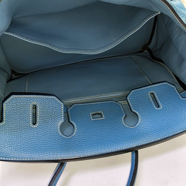 Hermes Birkin 35 Blue Jeans Calfskin Leather Palladium Hardware 2010