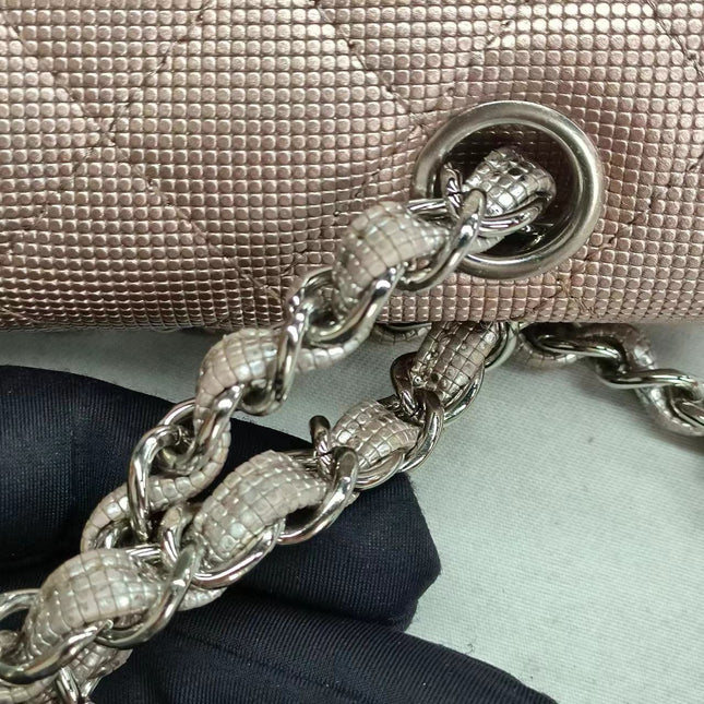 Chanel Classic Flap Medium 2016 Pink Metallic Pixel Effect Calfskin Leather