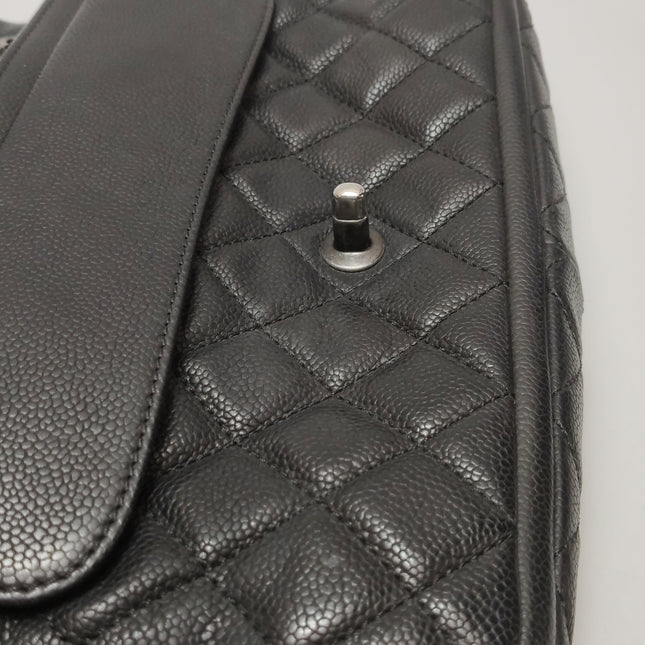 Chanel Now and Forever Large Jumbo Flap Bag Black Lambskin Silver Hardware