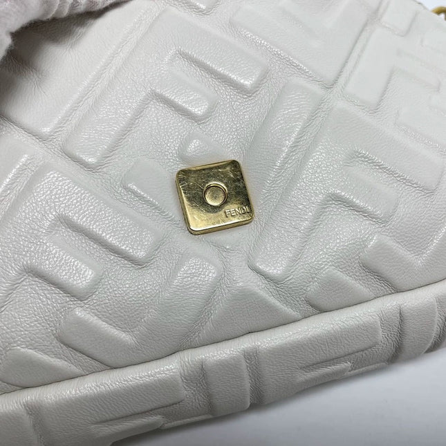 Sold FENDI Baguette White Leather 3D FF Motif Crossbody