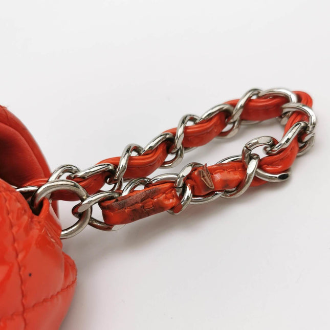 Sold Chanel Classic Flap Square 2014 Orange Patent Leather Bag