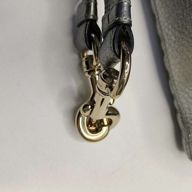 Lady Dior Small Supple Calfskin Leather Metallic Grey Cannage Handbag with Strap