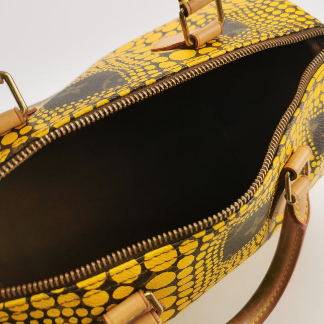 Louis Vuitton Kusama Town Speedy 30 Yellow Top Handle Bag