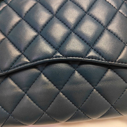 Chanel Classic Flap Medium Navy Lambskin Leather Gold Hardware 2017