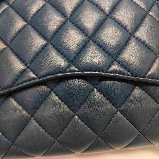 Chanel Classic Flap Medium Navy Lambskin Leather Gold Hardware 2017