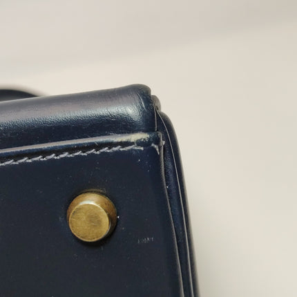 Hermes Kelly 32 Retourne 78 Blue Marine Navy Box Leather Gold HW 1980
