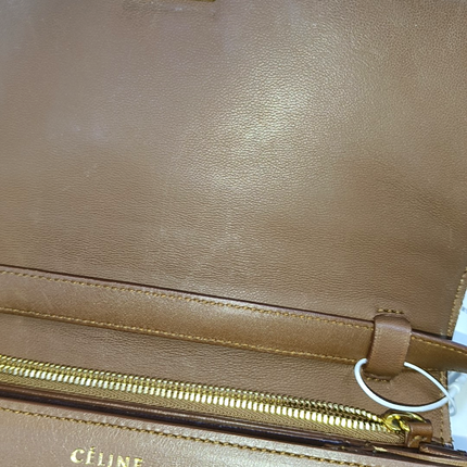 CELINE Classic Box Flap Caramel Brown Leather crossbody bag