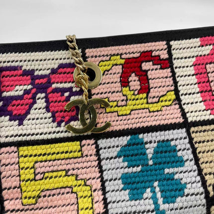 Chanel Rare Precious Symbols Needlepoint East West Shoulder Bag
