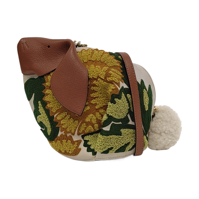 Loewe x William De Morgan Bunny Rabbit Floral Embroidered Brown Yellow Multicolor Crossbody Bag-Luxbags