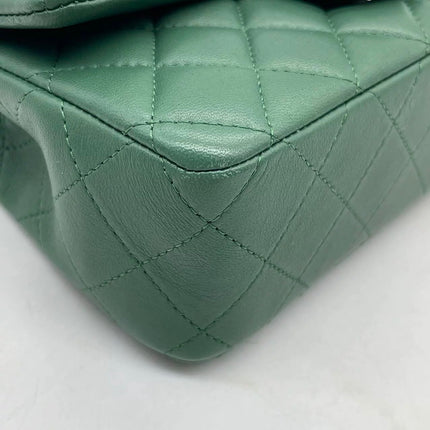 Chanel Classic Flap Mini 2019 Green Lambskin Leather Silver Hardware