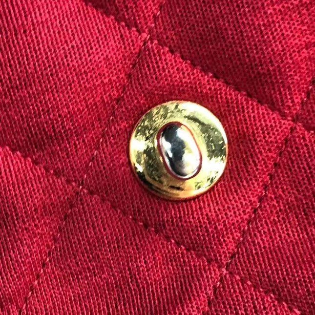 Chanel Mini Top Handle Bag Red Fabric Gold Hardware