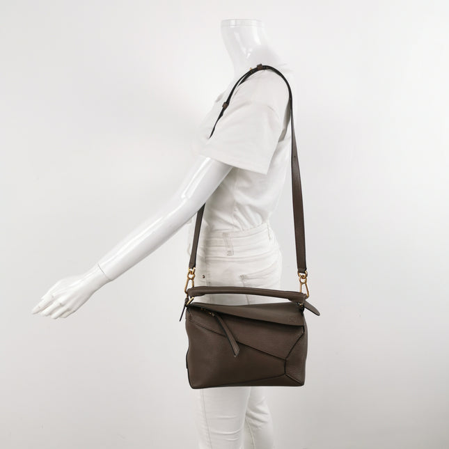 Loewe Puzzle Small Leather Dark Chocolate Brown Crossbody Bag New Design