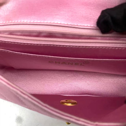 Chanel Diana Flap Bag 1990 Mini Pink Silk Satin Bijou Chain