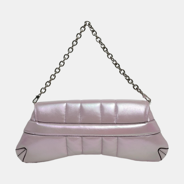 Gucci Horsebit 1955 Chain Small Padded Iridescent Pink Leather Shoulder Bag
