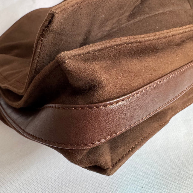 Loewe Flamenco Medium Brown Suede Leather Shoulder Bag 28cm