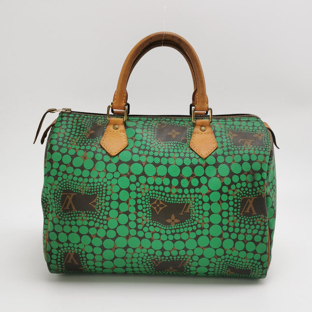 Louis Vuitton Kusama Town Speedy 30 Green Top Handle Bag