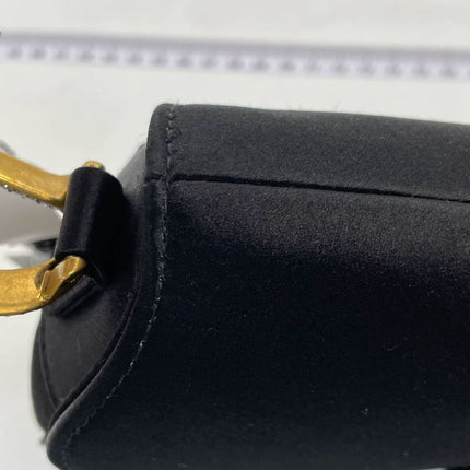 Dior Saddle Mini Silk Black with Crystal Embedded Buckles