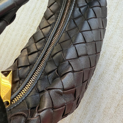 Bottega Veneta Jodie Mini Fondant Dark Chocolate Brown Lambskin Leather Clutch Bag