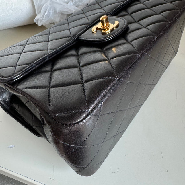 Chanel Double Sided Small Classic Flap Black Lambskin Leather 24k Gold Hardware, 1996-1997